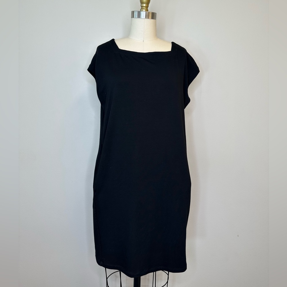 Eileen Fisher Sleeveless Black Dress with Pockets